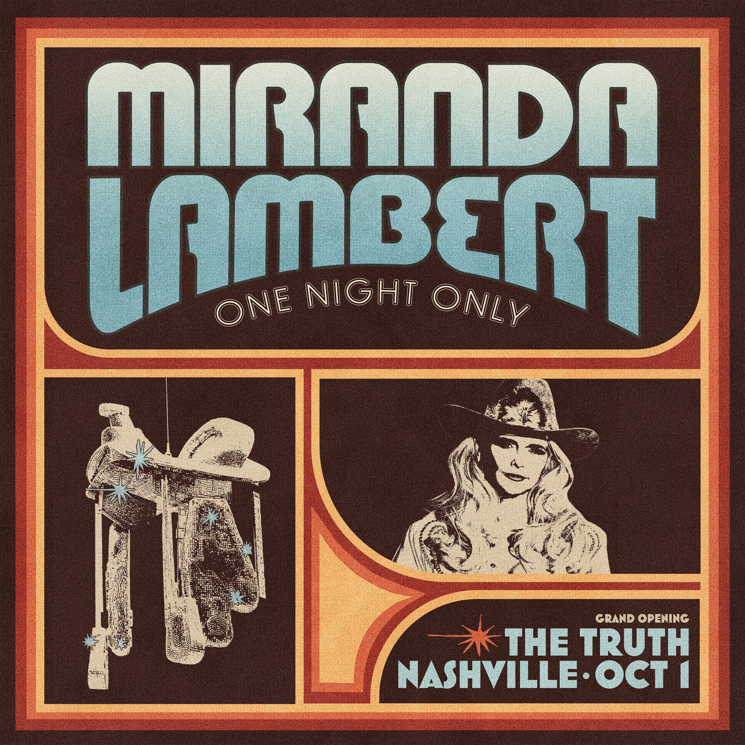 MIRANDA LAMBERT: ONE NIGHT ONLYTO OPEN NASHVILLE’S THE TRUTH ON OCT. 1 (PRESS RELEASE)